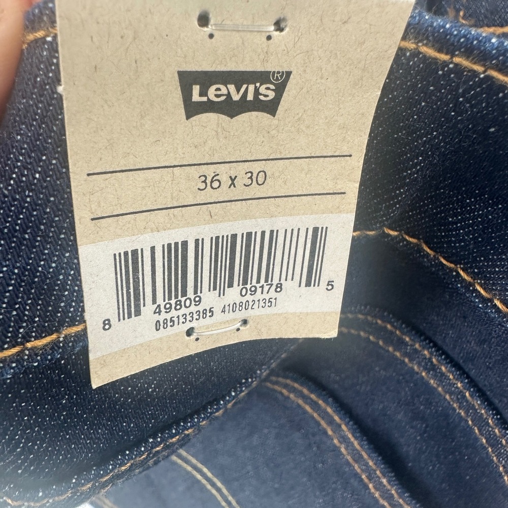 Levi's 513 Slim Straight Selvedge Jeans Mens 36x30 Dark Wash Blue Solid NWT - Picture 12 of 12
